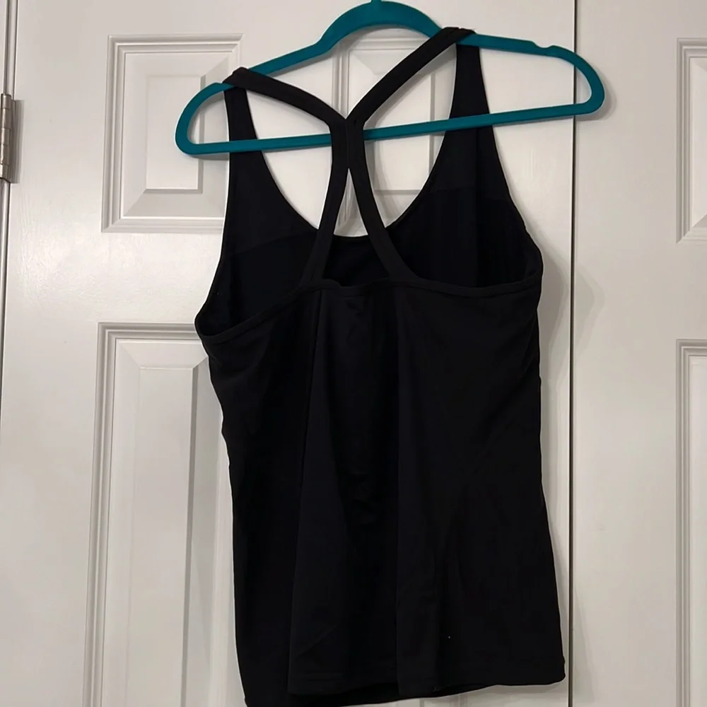 Black Racerback Sports Tank with Built In Bra - Picture 2 of 2